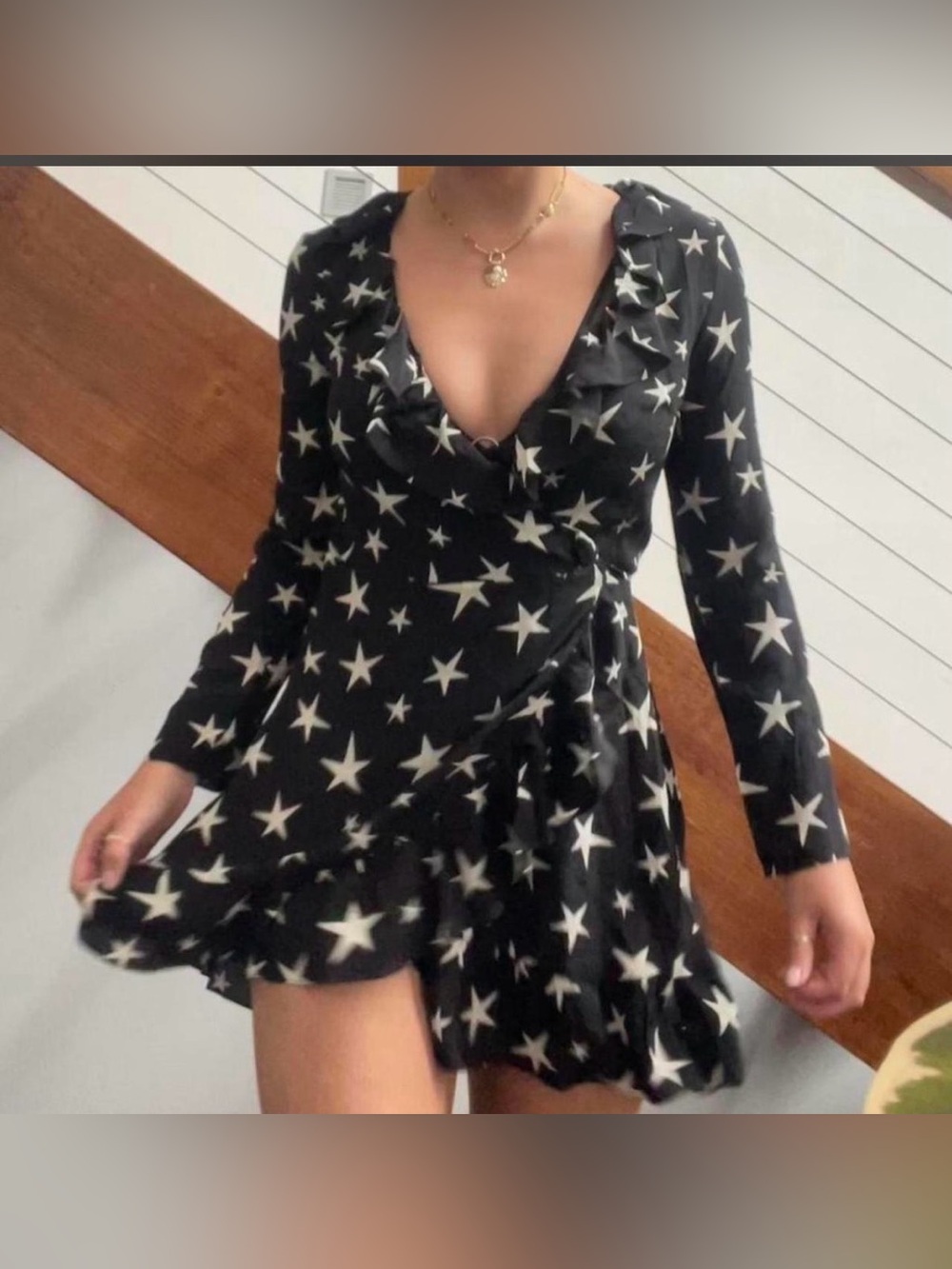 Réalisation Par Star Wrap Dress Black White Size XXS